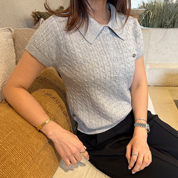 Wool Cable Button Polo Shirt (20% off when buying 2)